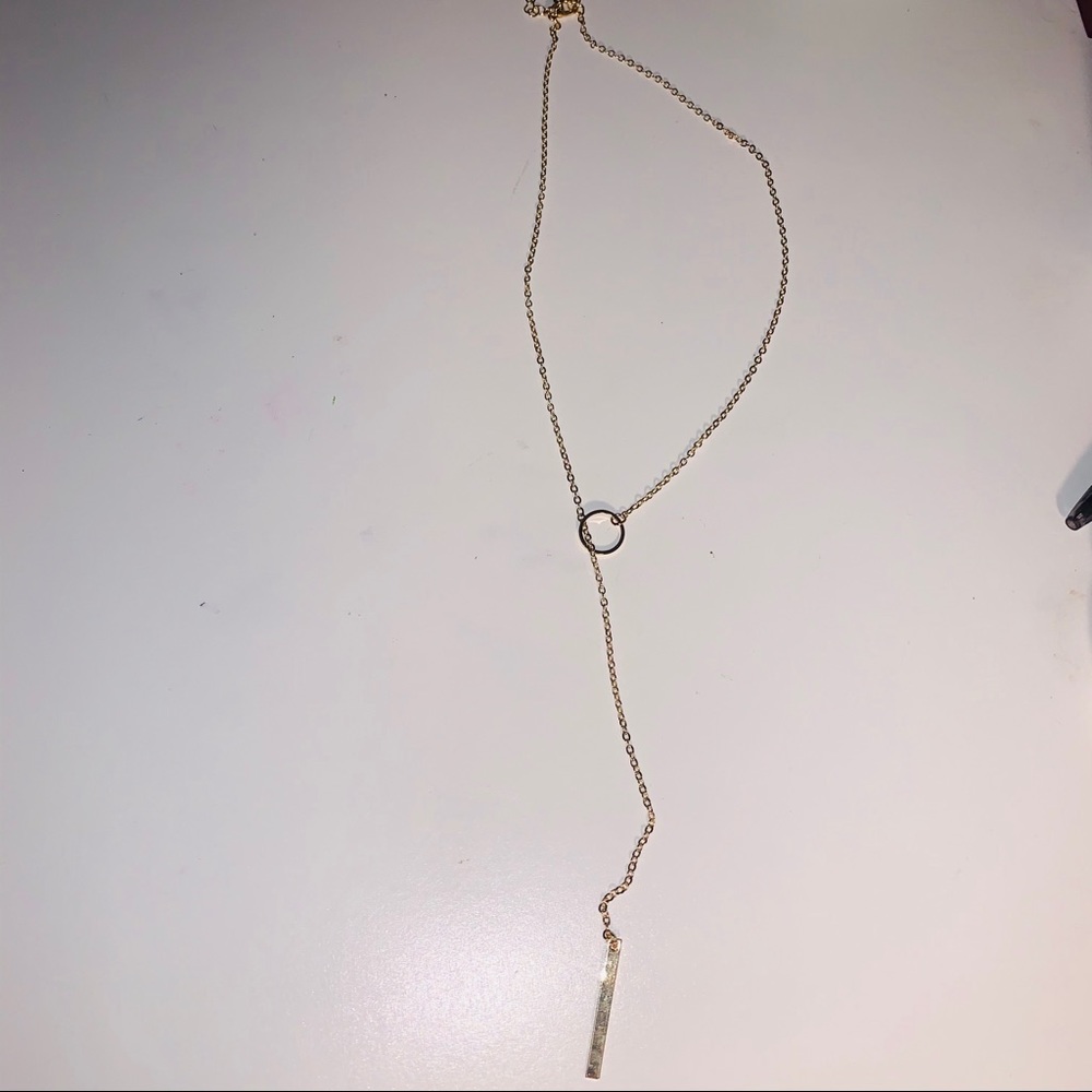 Rectangle through Circle Long Necklace